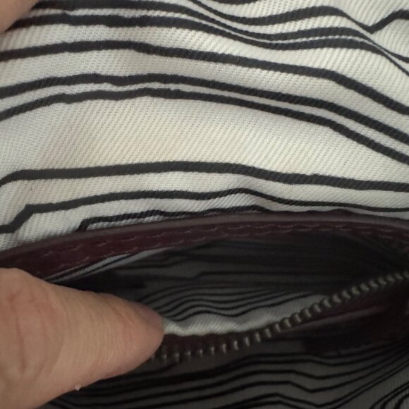 She+Lo Leather Burgundy Crossbody Shoulder Bag Adjustable Strap Flap Studded - Picture 5 of 10